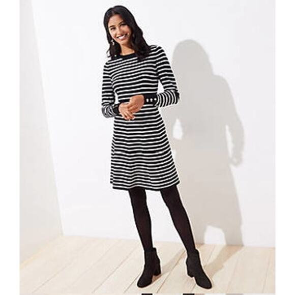 Loft Dresses & Skirts - Loft Plus Striped Flare Sweater Dress - Size 14